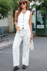 Solid Color Button Up V Neck Suit Vest